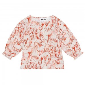 Molo Elina T Shirts Tops Mädchen Red Horses | CH0001448