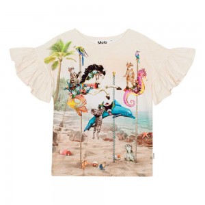 Molo Rayah T Shirts Tops Mädchen Carousel Cats | CH0000496