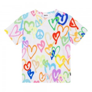 Molo Riley T Shirts Tops Mädchen Variety Hearts | CH0000511