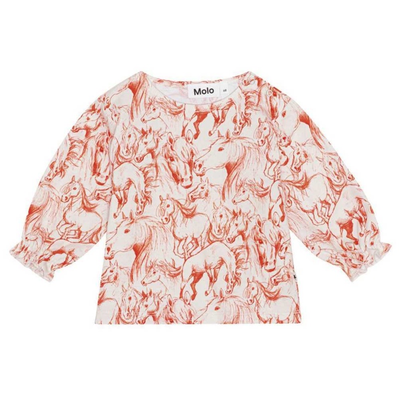 Molo Elina T Shirts Tops Mädchen Red Horses | CH0001448