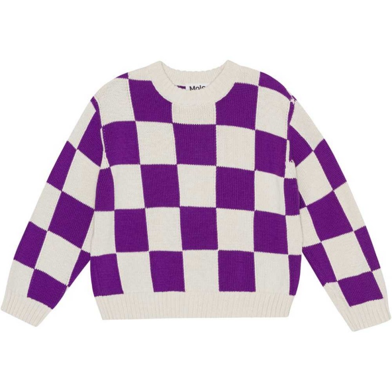 Molo Gertina Sweatshirts Cardigans Mädchen Purple Shell Check | CH0000314