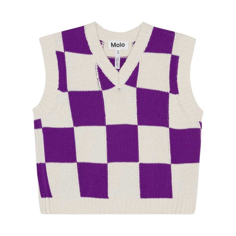 Molo Gitta Sweatshirts Cardigans Mädchen Purple Shell Check | CH0000311