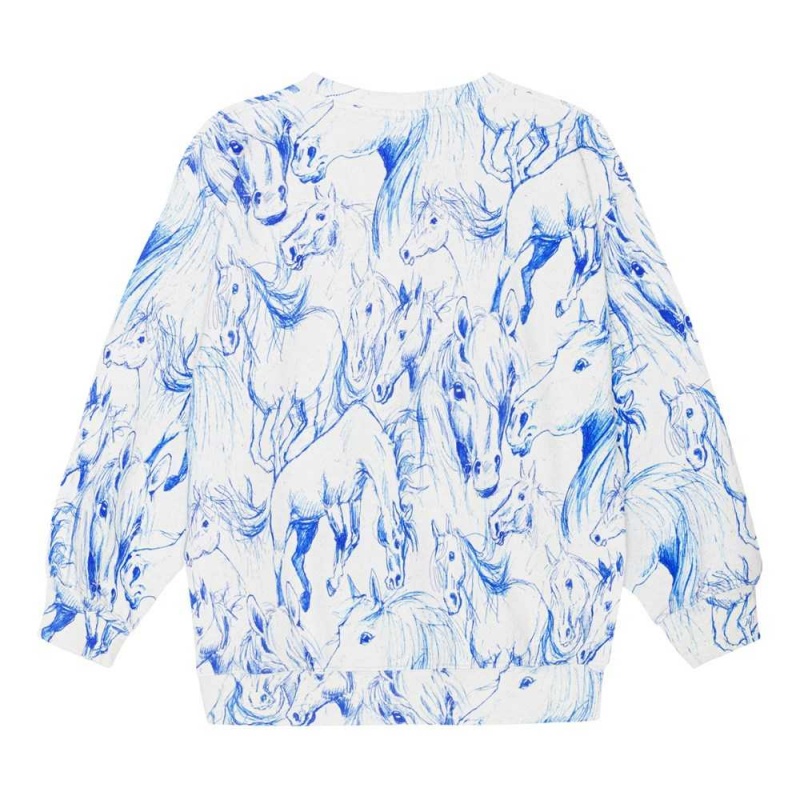 Molo Monti Sweatshirts Cardigans Mädchen Blue Horses | CH0000480