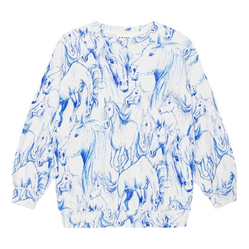 Molo Monti Sweatshirts Cardigans Mädchen Blue Horses | CH0000480