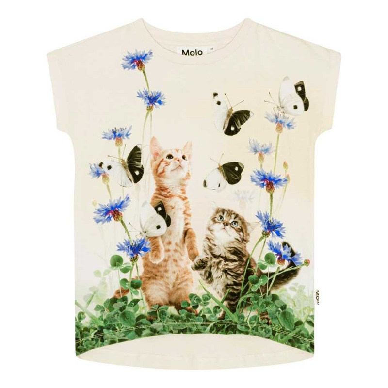 Molo Ragnhilde T Shirts Tops Mädchen Yin Yang Kitten | CH0000569