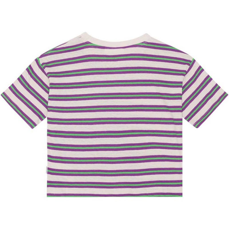 Molo Reinette T Shirts Tops Mädchen Purple Green Stripe | CH0000531