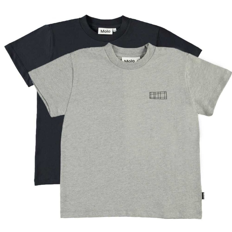 Molo Roxo 2-pack T Shirts Tops Jungen Navy Grey | CH0000870